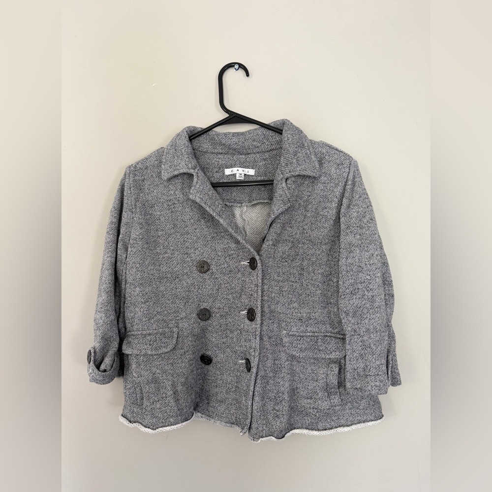 Cabo Grey Double-Breasted Wool Blend Peacoat
